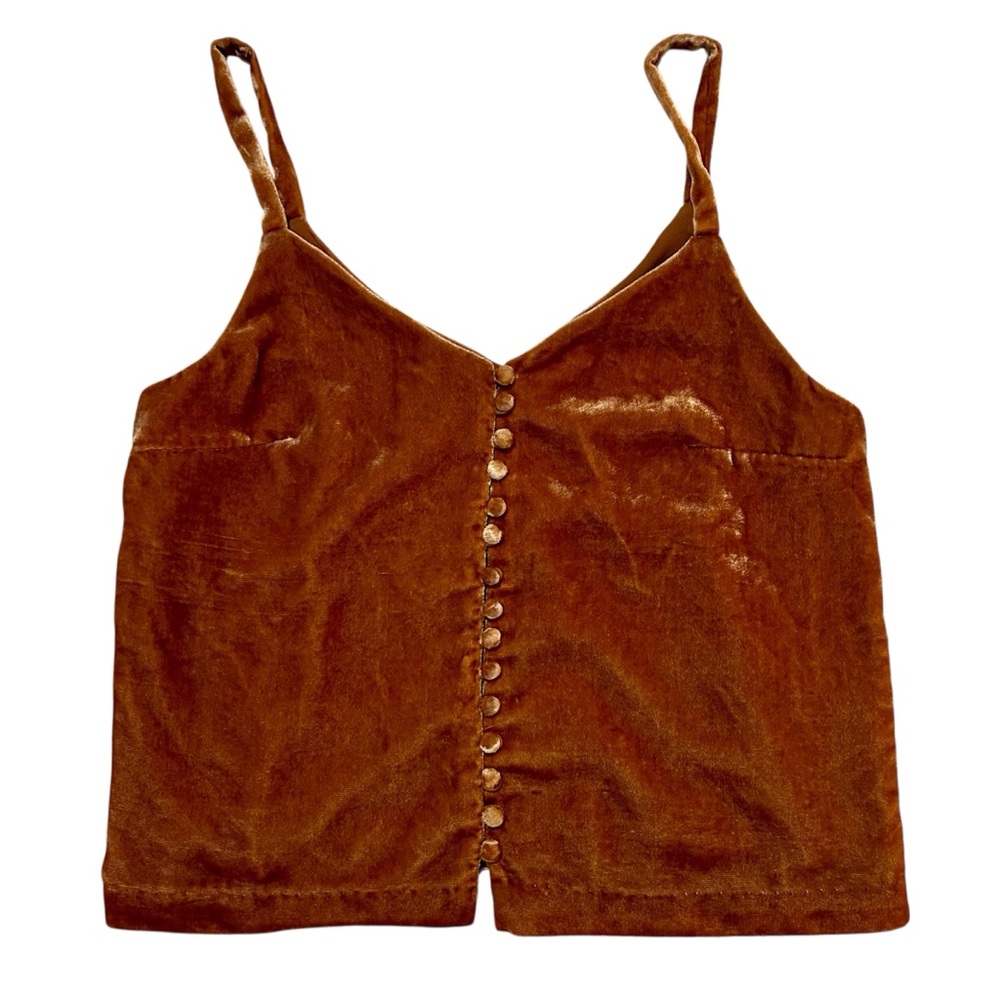 Madewell Velvet Button-Down Orange Top
